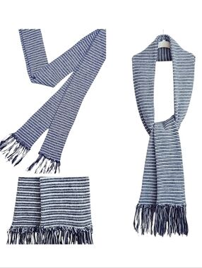 Men's Extra Long Soft Striped Knit Scarf With Fringe, One Size